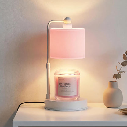 Candle Warmer Lamp with Timer, Best House Warming Gift, Height Adjustable & Dimmable Electric Candle Warmer Lamp, Includes 2 Bulbs, Birthday Gift for Women, Mom, Housewarming - Flaxen