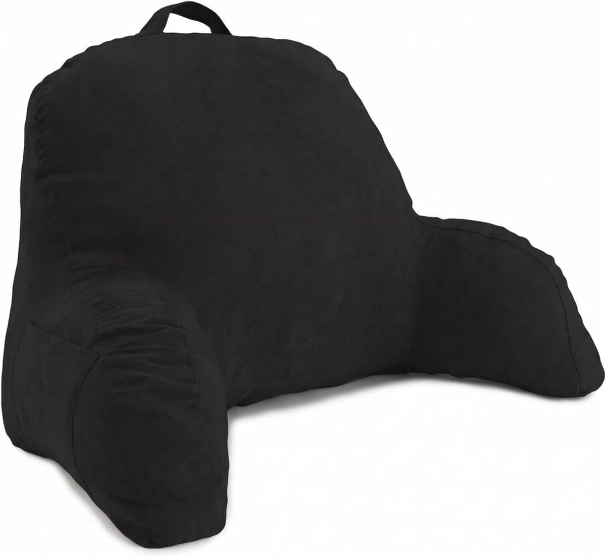 Deluxe Comfort Microsuede Bed Rest - Reading and Bedrest Lounger - Sitting Supprt Pillow - Soft But Firmly Stuffed Fiberfill - Backrest Pillow With Arms, Light Purple
