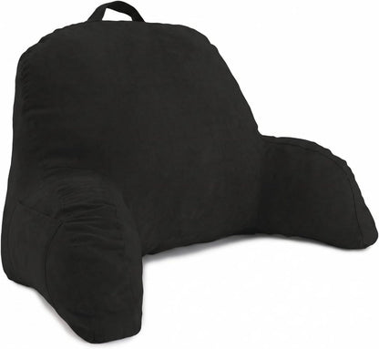 Deluxe Comfort Microsuede Bed Rest - Reading and Bedrest Lounger - Sitting Supprt Pillow - Soft But Firmly Stuffed Fiberfill - Backrest Pillow With Arms, Light Purple