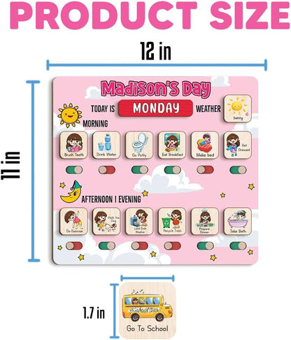 Wooden Daily Routine for Kids, Chore Chart for Toddler, Daily Responsibilities for Kids, Visual Schedule, Morning Bedtime Routine for Girls