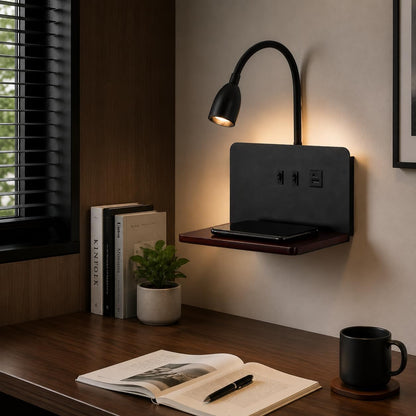 Bedside Wall Sconce with Wireless Charging Station & USB Charging, 3 Adjustable Color Temperatures LED Reading Light, 3000K Warm Ambient lighting Wall Mounted Sconce for Bedroom, Plug-in or Hardwired