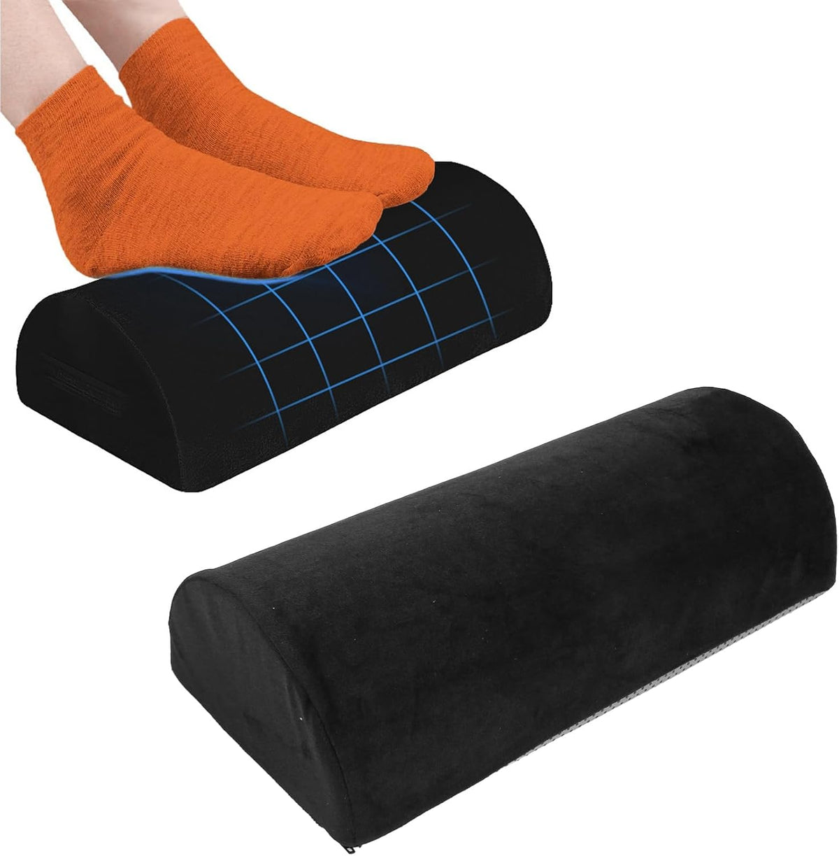 ZJchao Black Half Moon Bolster Pillow, Memory Foam Leg Knee Neck Lumbar Support Cushion for Elderly, Non-Slip Foot Rest for Side Sleepers, Home Bed Comfort Support