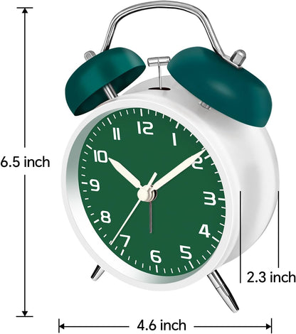 4.5" Analog Alarm Clock for Heavy Sleepers, Loud Battery Operated Alarm Clocks with Light, Metal Silent Desk Clock for Bedrooms, Retro Bedside Clocks for Kids Girls Women Mother Seniors, Pink