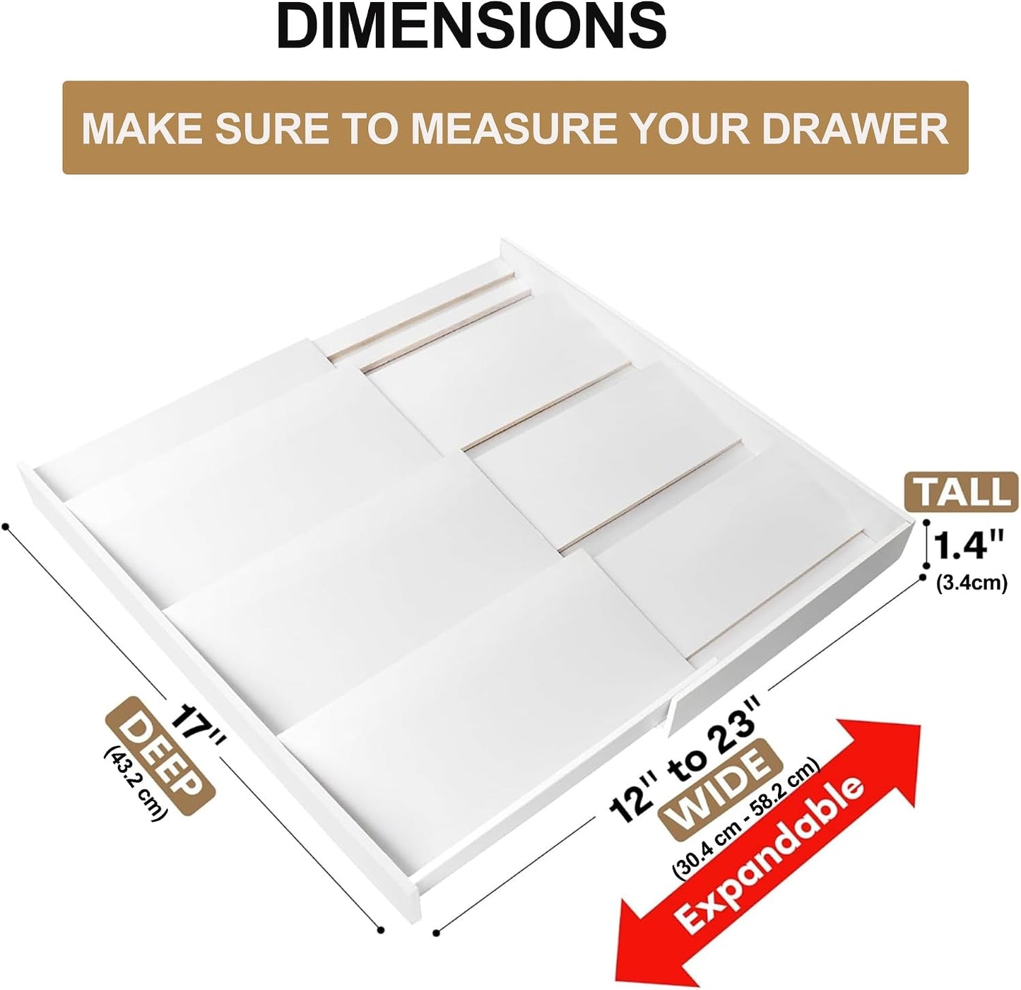 Bamboo Spice Drawer Organizer, 4-Tier Spice Rack for Cabinet | 12"-23" Expandable,No Assembly,Seasoning Storage Insert,(Need 3.1” Deep Drawer) Spice Organizer for Drawer,Jars Not Included