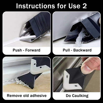 Caulk Remover Tool Set 3 in 1, Silicone Caulking Tool & Sealant Smoothing with 5 Interchangeable Pads, Non-Slip Push-Pull Design – for Bathroom, Kitchen, Tile,bathroom, Window, Sink