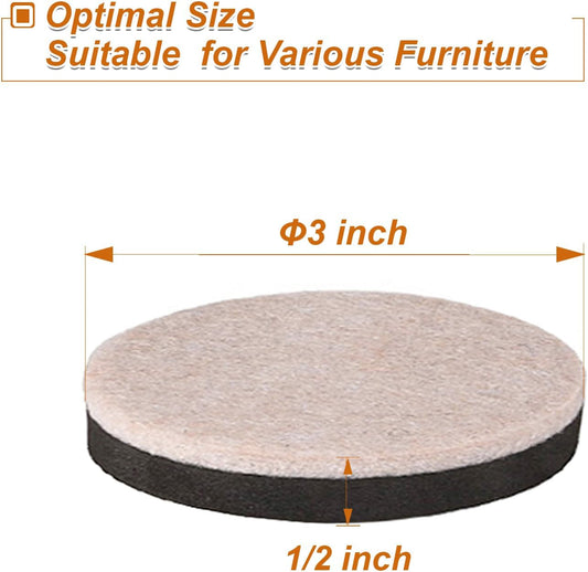 Upgraded Felt Furniture Sliders for Hardwood Floors - 8 PCS 4" | Patented Groove Design, Furniture Movers Sliders, Easily and Safely Move Any Item, Floor Protection