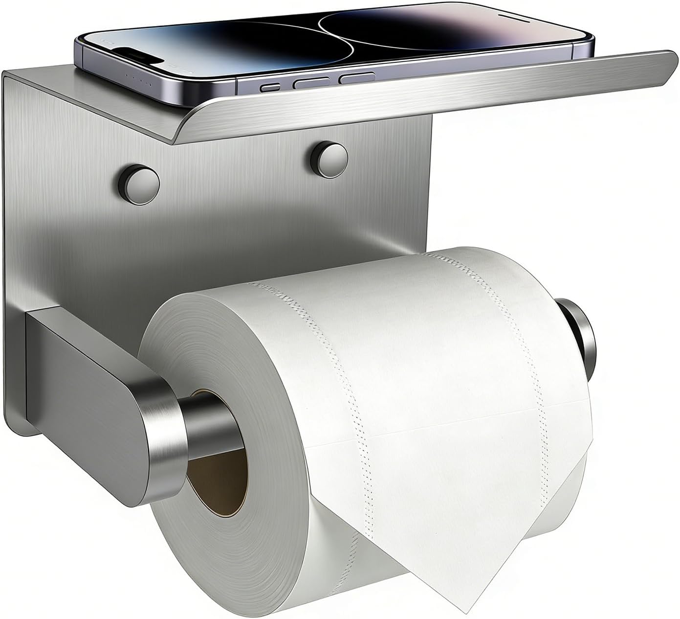 SetSail Toilet Paper Holder with Shelf Adhesive or Screw-in Matte Black | Adhesive or Screw-in,Waterproof and Rustproof Stainless Steel,Wall Mount Design,for Bathroom Hardware Accessories