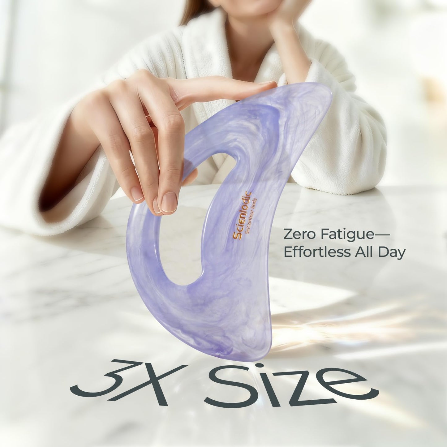 Scienlodic Gua Sha Massage Tool with Handle (Resin) Larger Guasha Scraping Tool for Back Neck Face Leg Massage, Lymphatic Drainage, Cellulite Remove - Large