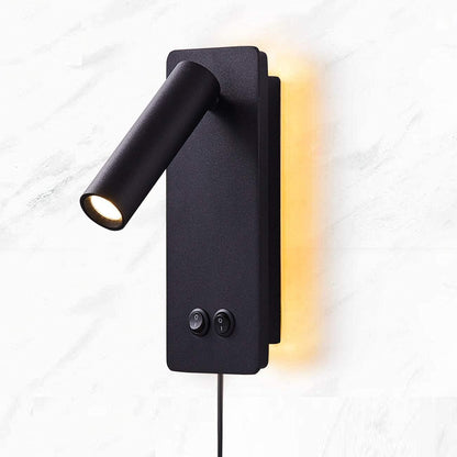 LED wall lamp and reading light two-in-one multifunctional wall sconces. LED Wall Lamp Plug in for Bedroom Bedside Wall Sconces Set of Two Black Reading Light 3W+6W Night Light 3000K(BLACK)