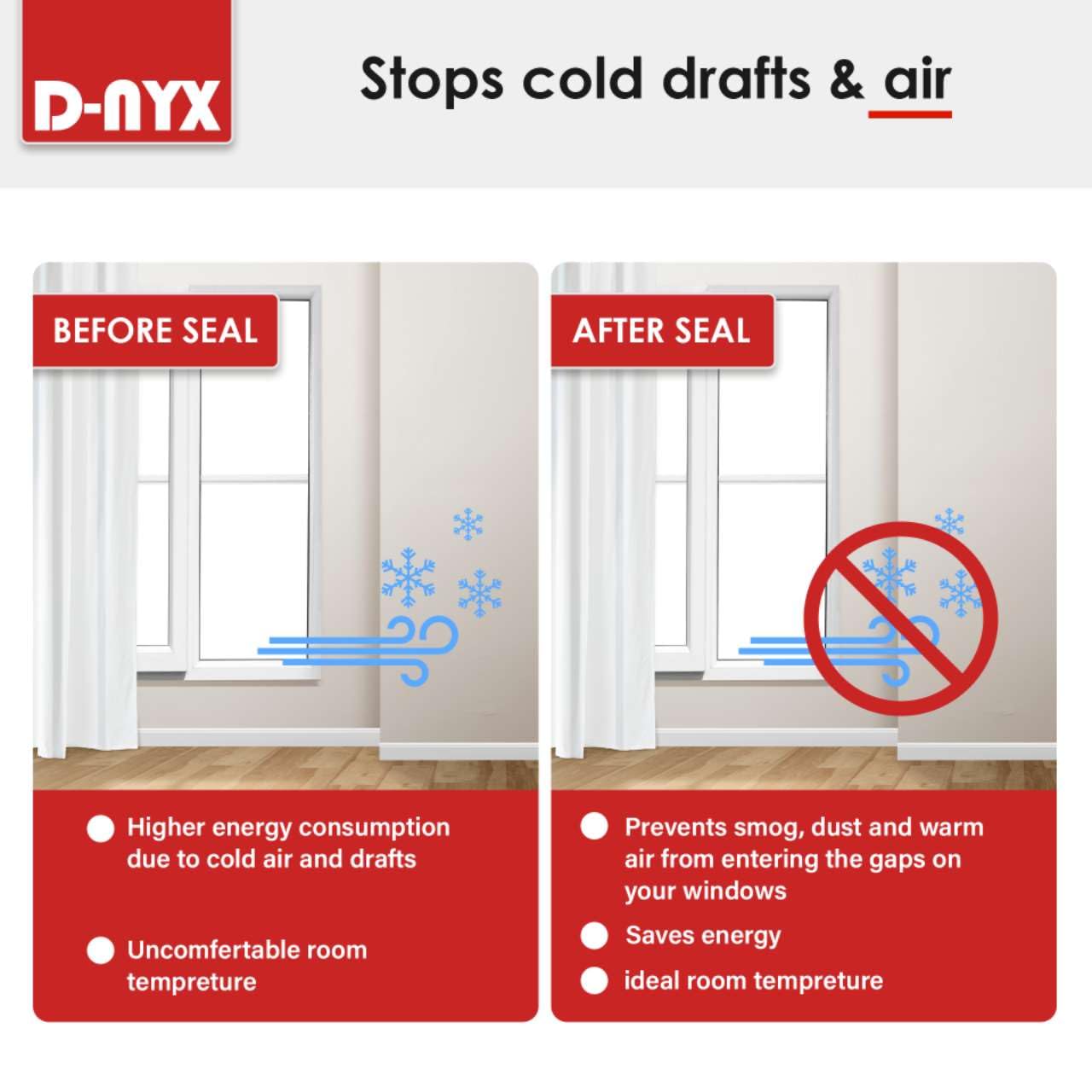 D-NYX Window Sealing Tape 1 Pack Transparent Sealing Heavy-Duty Residue-Free RV Insulation for Doors and Windows, Clear Weather Stripping Draft Isolation Tape (1 Pack 2 inch)