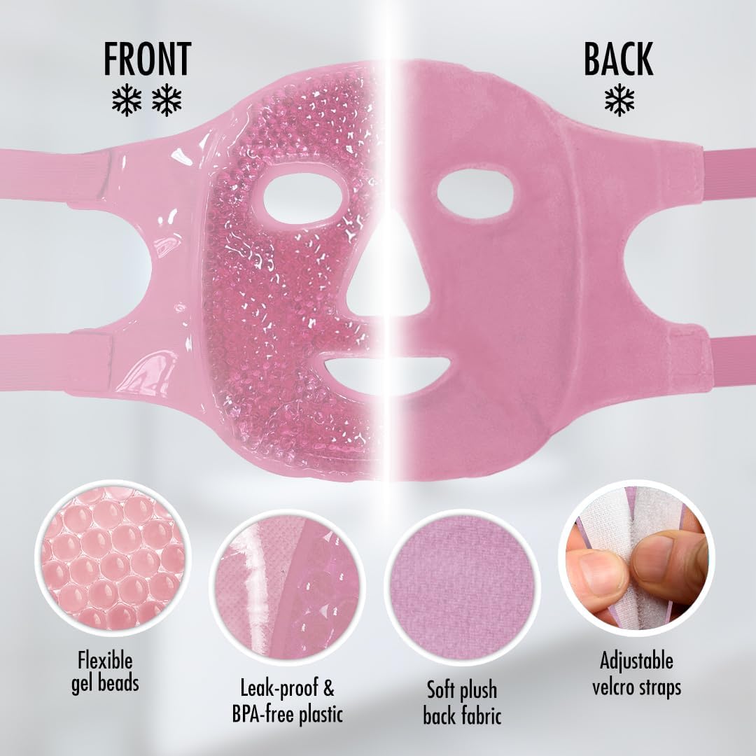 Perfect Remedy Face Ice Pack, Reusable Hot & Cold Ice Face Mask, Gel Compress for Helping with Puffy Eyes and aiding in Conditions of Swelling, Facial Spa Cooling Mask for Women and Men (Blue)
