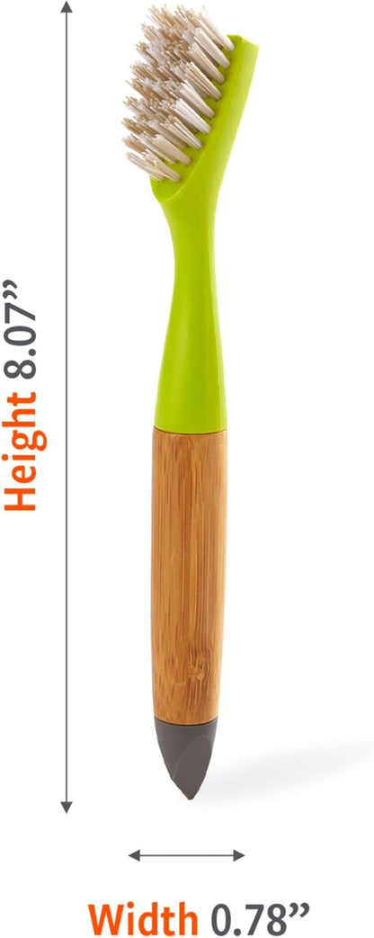 Full Circle Every-Crevice Detail Brush for Grout, White | Tough bristles & a sustainable bamboo handle reach deep into crevices, showers & grout