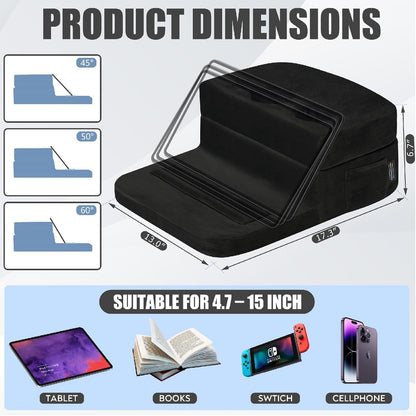 Couch Cup Holder Tray Pillow - Bed, Couch Caddy, Sofa, RV & Car - Holds Drinks, Snacks, Remotes, Phones, Kindle, Tablet | Bed Cup Holder (Grey)