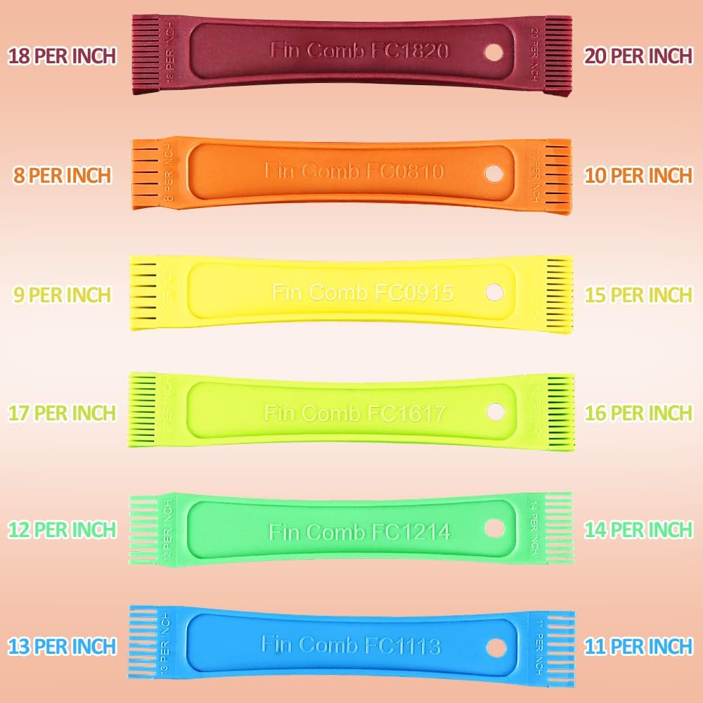 Cenipar 2PCS Air Conditioner Condenser Fin Comb Set Include FCR6 Fin Comb and Stainless Radiator Fin Comb Compatible with Air Conditioner HVAC Fin Comb Straightener