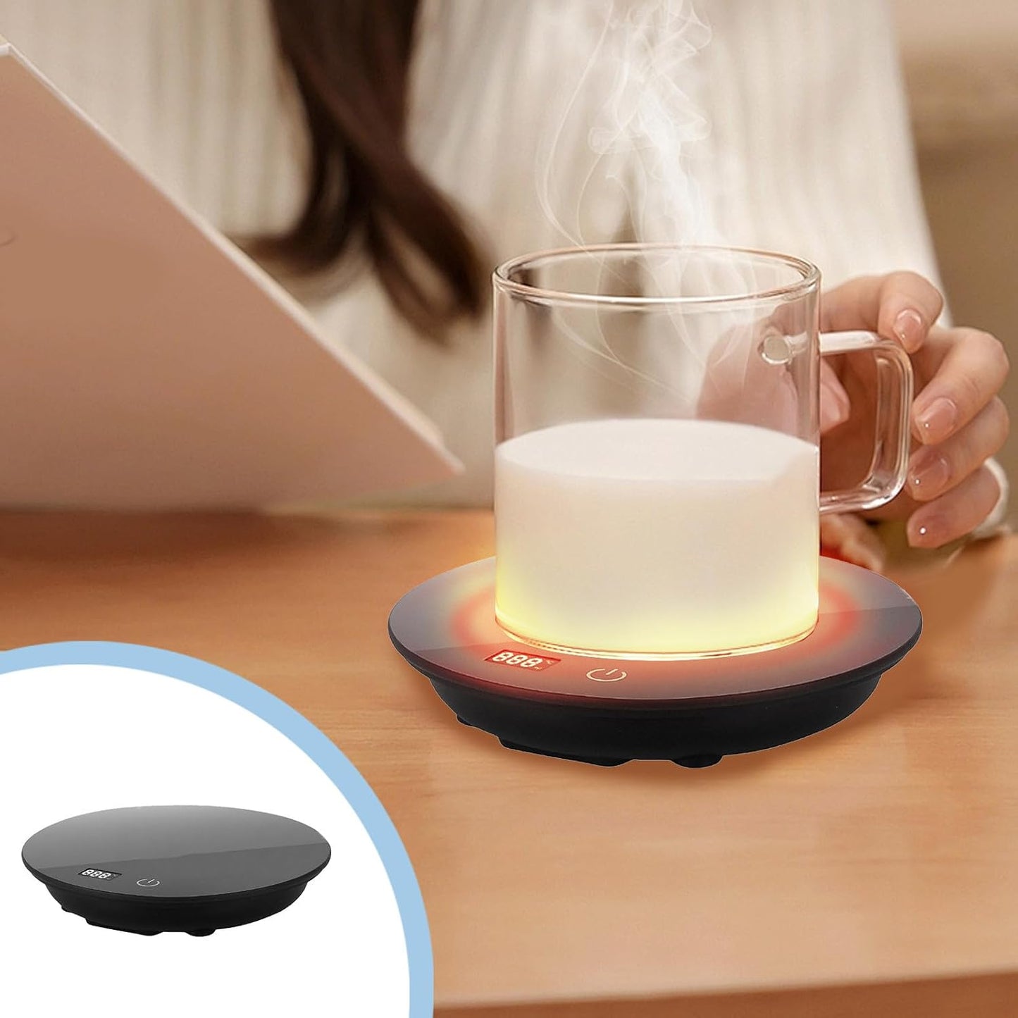 Coffee Warmer for Desk Auto Shut Off, Smart Coffee Mug Warmer with 3 Speed Heat, Electric Coffee Cup Warmer for Desk, USB Mug Warmer for Desk, Coffee Warmer Plate for All Cups Coffee Tea Milk Beverage