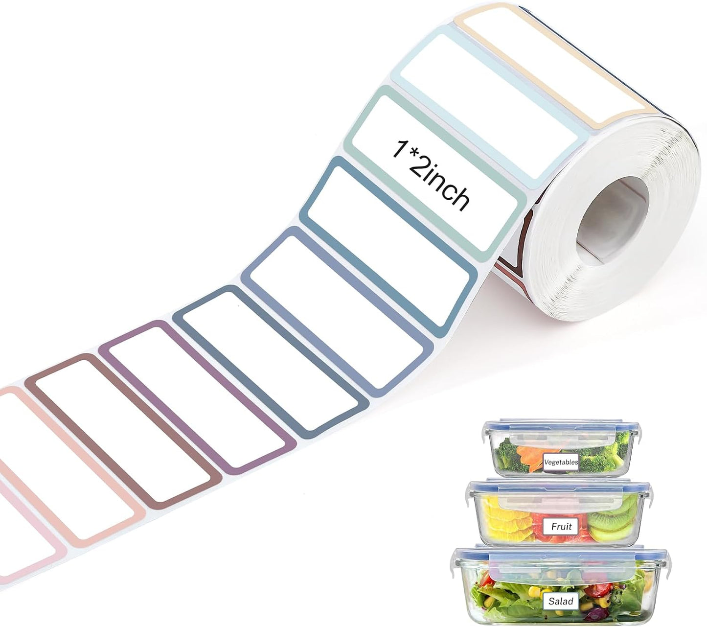1000 Pcs Removable Freezer Labels 1 x 3 Inch, 10 Colors | Water And Oil Resistant, Easy To Write, Sticks To Containers, Ideal For Food Storage, Classroom, And Organizing