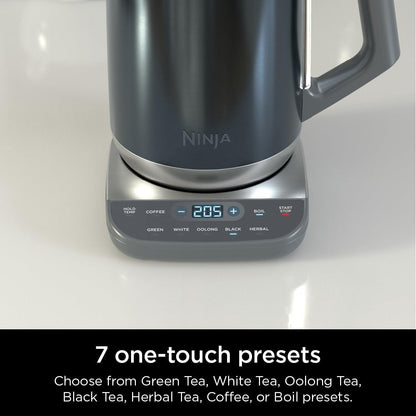 Ninja KT200BL Precision Temperature Electric Kettle, 7-Cup, Blue Stainless | 1500 watts, BPA Free, Hold Temp Setting