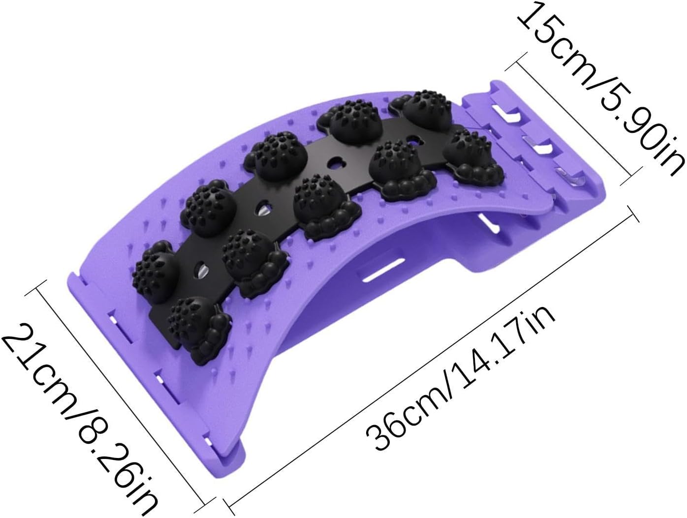 Back Stretcher - Lumbar Spine Relaxer, 4-Level Adjustable Relaxation Board | Yoga Back Stretcher | Scoliosis Massager Device with Black Massage Head for Muscle Alignment Cracking Lower Påin Ŕelief Ho