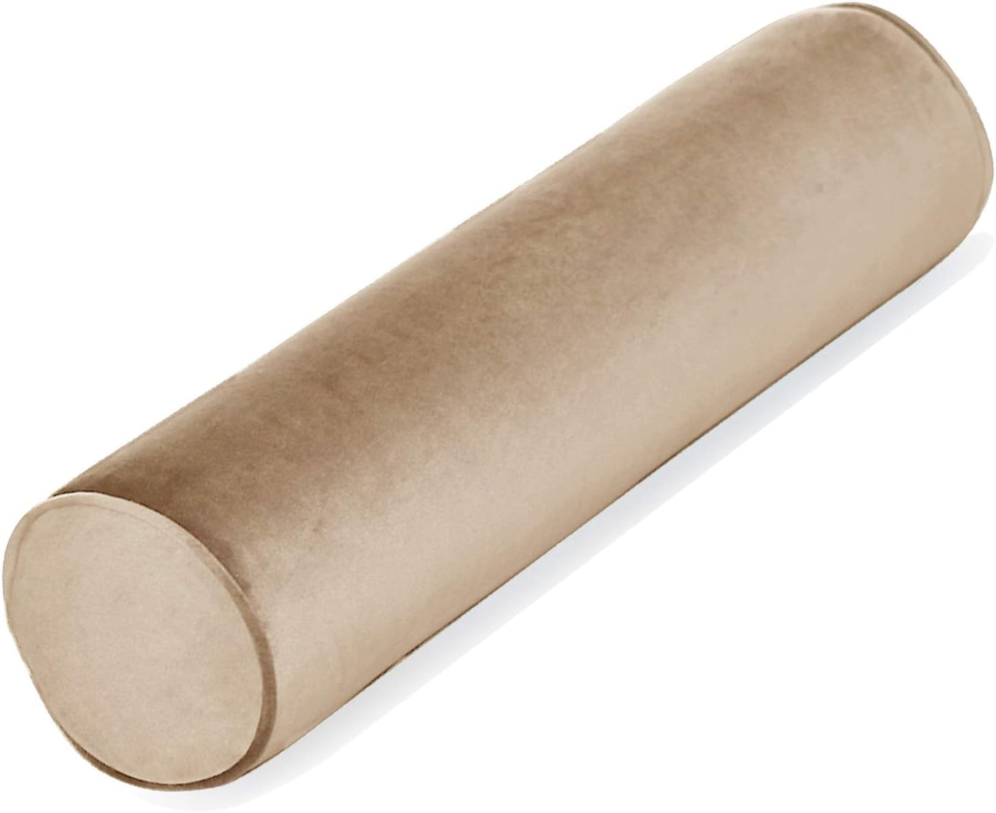 Tinbolunce Memory Foam Roll Pillow for Knee/Leg/Neck - Full Moon Bolster/Round Cylinder Pillow for Sleeping on Side or Back - Removable Cooling Cover Length 18" x 6" Diameter (Chocolate Brown)