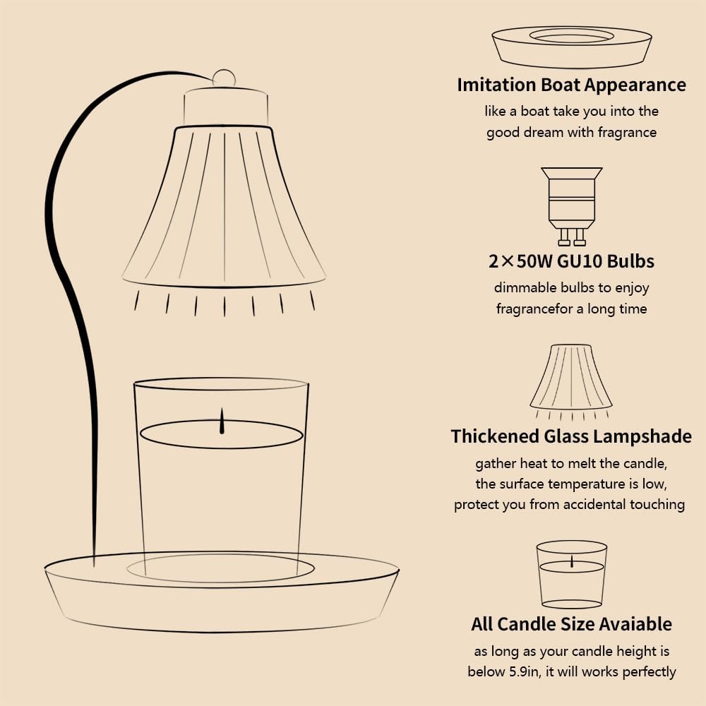 Candle Warmer Lamp Adjustable Height Dimmable for Jar Candles Hummingbird