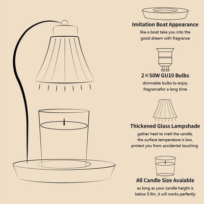 Candle Warmer Lamp Adjustable Height Dimmable for Jar Candles Hummingbird