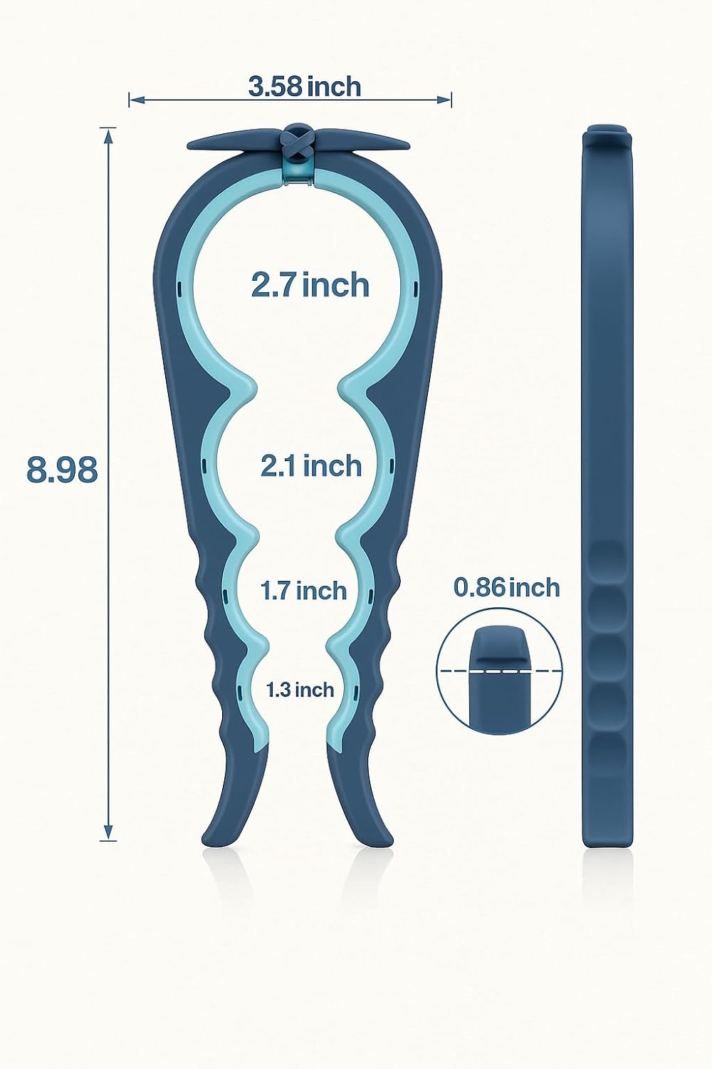 Jar Opener Bottle Opener and Can Opener for Weak hands - Seniors with Arthritis and Anyone with Low Strength - Mutil Jar Opener Get Lids Off Easily - Blue and Grey