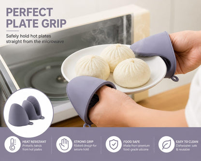 3-in-1 Collapsible Silicone Microwave Splatter Cover, BPA-Free Vented Microwave Cover for Food with 2 Mini Silicone Oven Mitts, Dishwasher Safe, Heat Resistant,Fits Plates Up to 10.5 Inches