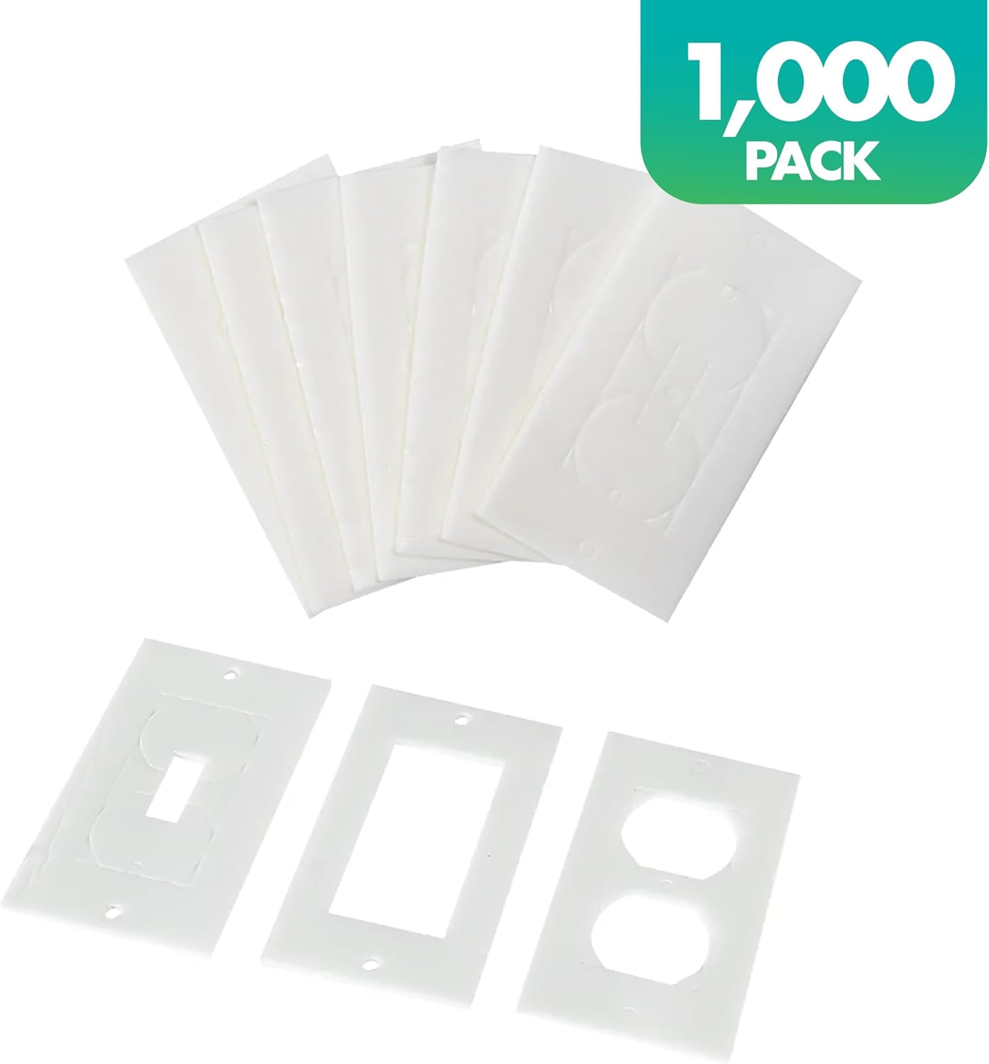 Outlet Gasket SWTCHOUTSL-UNV-CS White 1000-Piece Bulk Pack Foam Insulation for Wall Switch Plate Cover for Home Improvement, Switch Plate Insulator, Outlet Insulator, and Draft Sealer