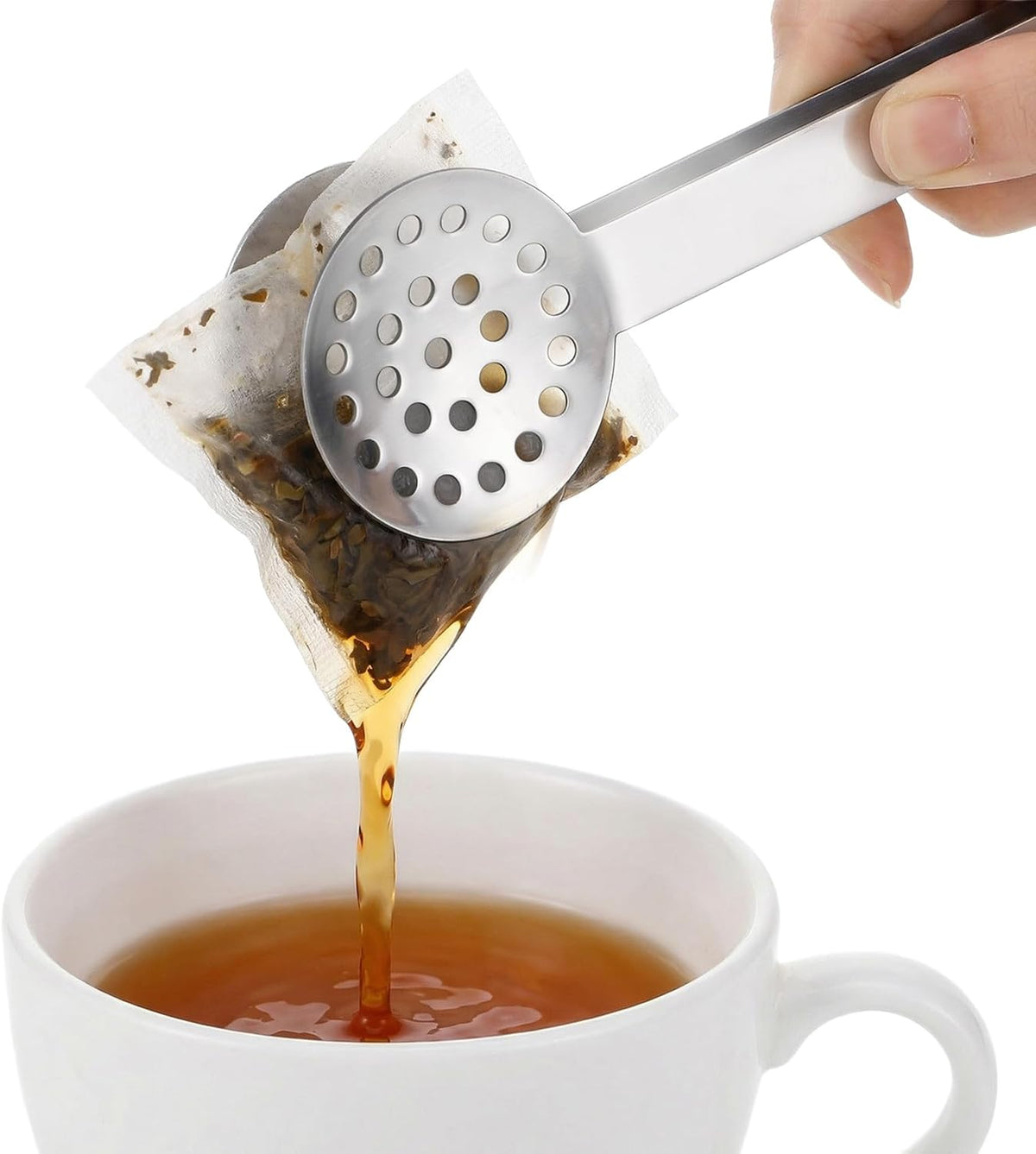 2PCS Tea Bag Squeezer, 6.6 * 1.8 Inch Stainless Steel Teabag Squeezer for Tea Drinkers, Durable Strainer Gripper Picker (Silver)