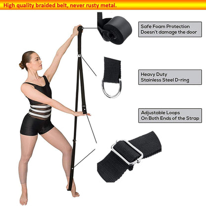 Stretching Strap with Door Anchor & Resistance Band – Improve Leg Stretch Flexibility for Splits, Ballet, Dance, Cheer, Yoga & Gymnastics - Home Leg Stretcher Trainer Equipment Stuff for All Levels