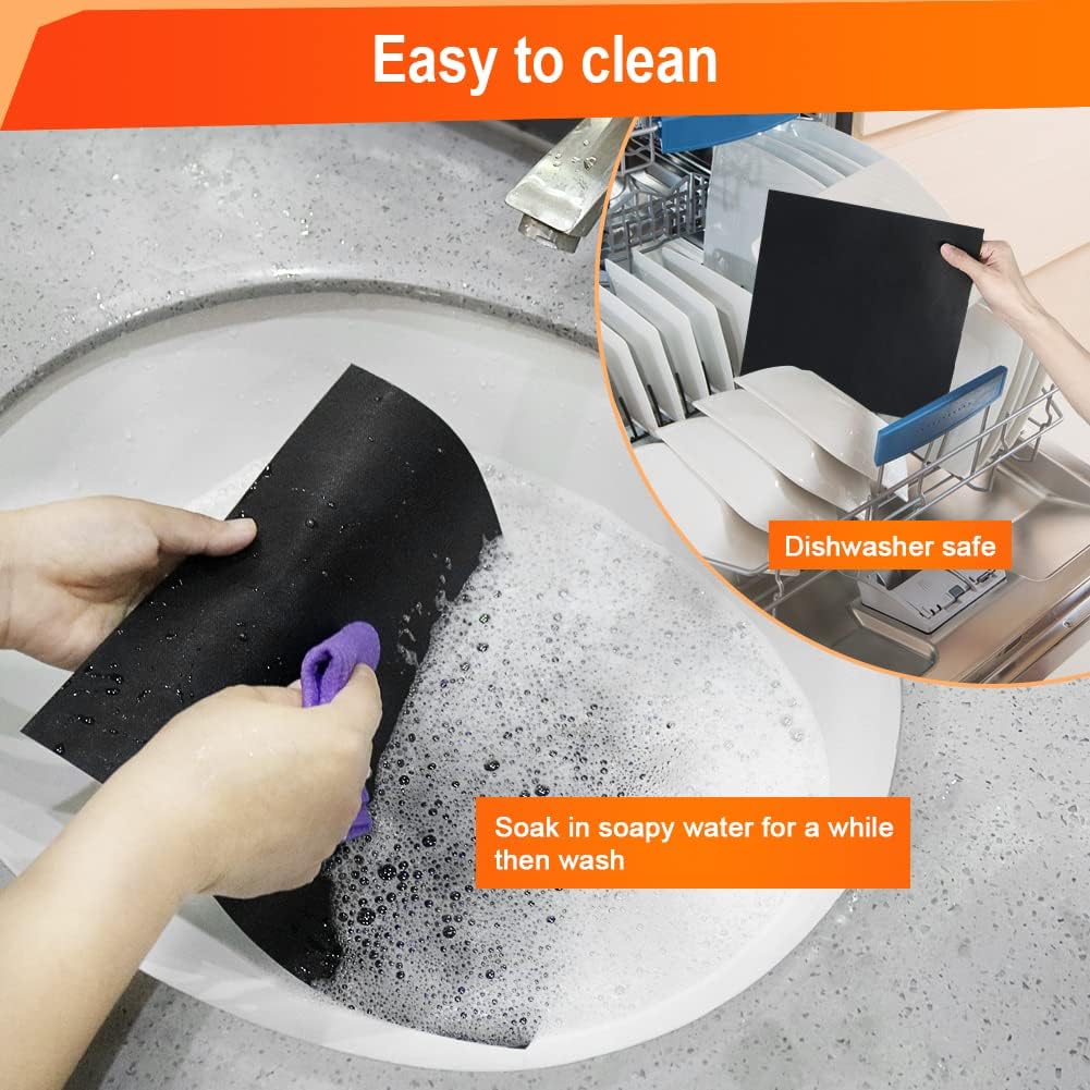 BYKITCHEN Air Fryer Oven Liners, 11x12 Inches, Set of 4, Reusable Toaster Oven Liners, Compatible with Ninja Flip Up SP101 SP201 SP301 Air Fry Oven, Cuisinart Breville Toaster Oven and More