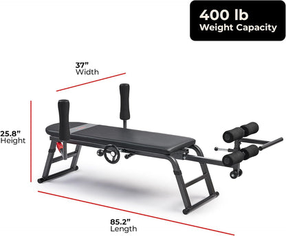 Sunny Health & Fitness Decompression Stretch Table for Back Pain Relief | No-Hang Inversion Therapy, 400LB Capacity, Precise Stretch Control, Spinal Alignment Support, Improved Flexibility