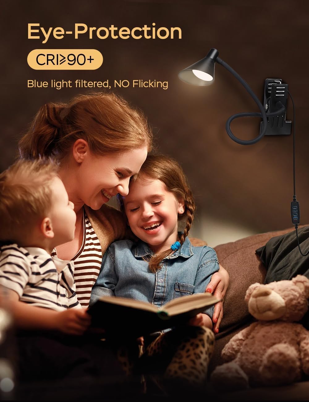 Clip on Light, Eye Care Reading Lights for Books in Bed Clip on Lamp Pink