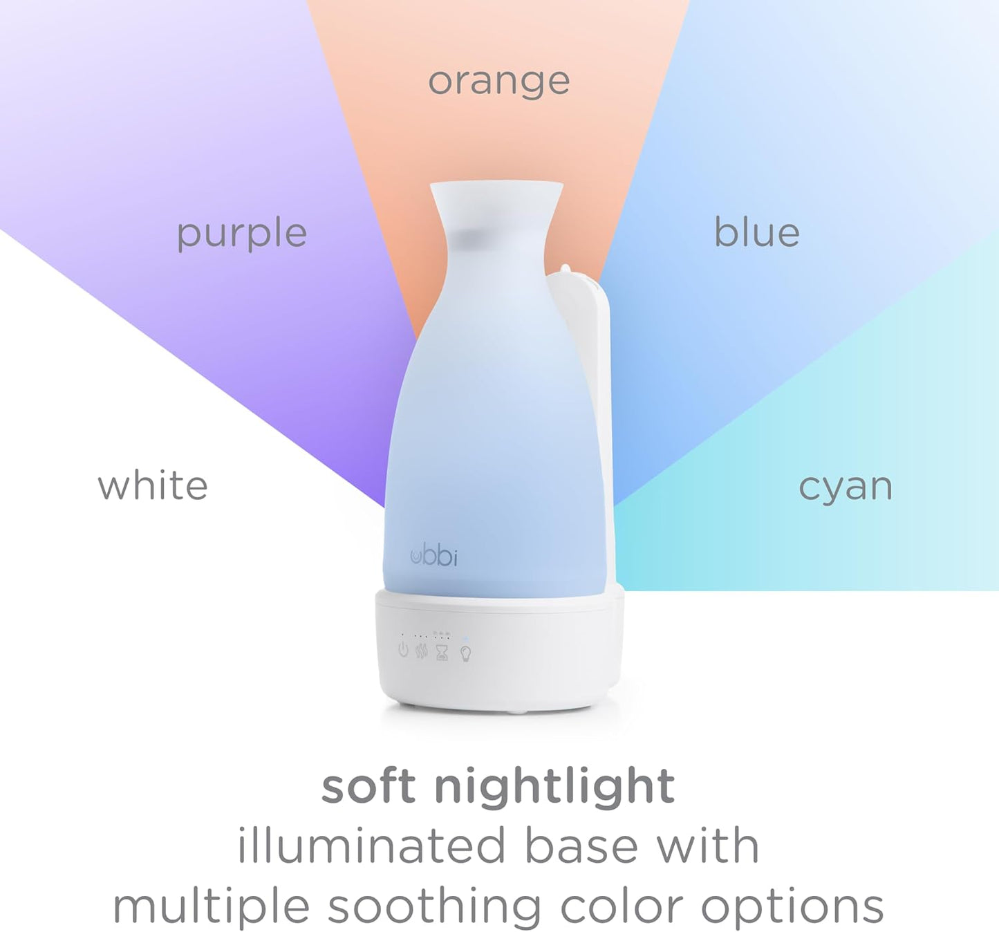 Ubbi Ultrasonic Humidifier, Easy Top-Fill Design | Adjustable Mist Control, Whisper-Quiet 25dB, Soft Night Light Glow for Nursery & Bedroom, Easy to Clean, Auto Shut-Off