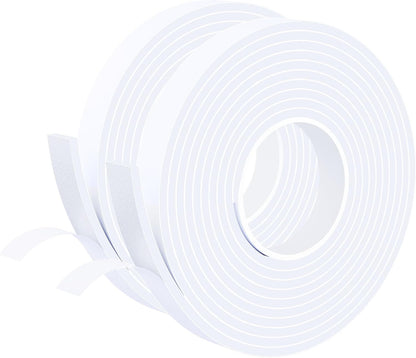 1 in Wide x 1/8 in Thick x 33FT Foam Weather Stripping Door Seal,Window Sealing Tape，Single-Sided Self-Adhesive Insulation Sealing Strip White