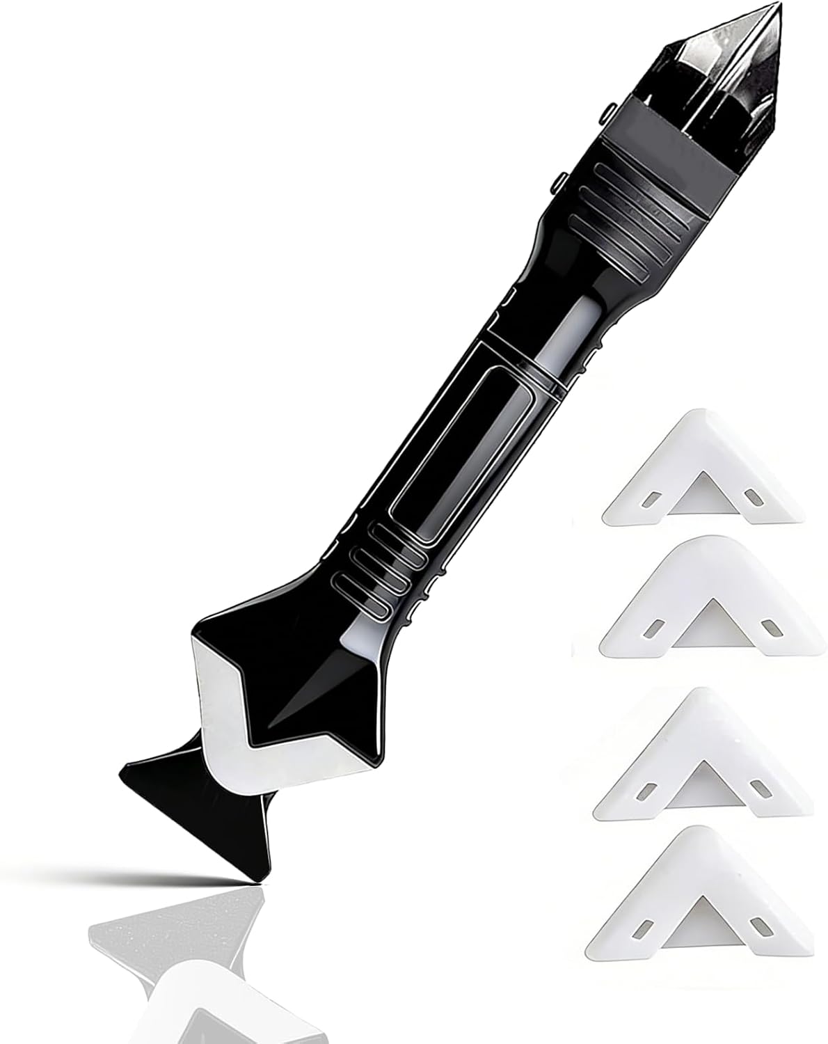Caulk Remover Tool Set 3 in 1, Silicone Caulking Tool & Sealant Smoothing with 5 Interchangeable Pads, Non-Slip Push-Pull Design – for Bathroom, Kitchen, Tile,bathroom, Window, Sink