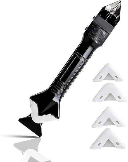 Caulk Remover Tool Set 3 in 1, Silicone Caulking Tool & Sealant Smoothing with 5 Interchangeable Pads, Non-Slip Push-Pull Design – for Bathroom, Kitchen, Tile,bathroom, Window, Sink