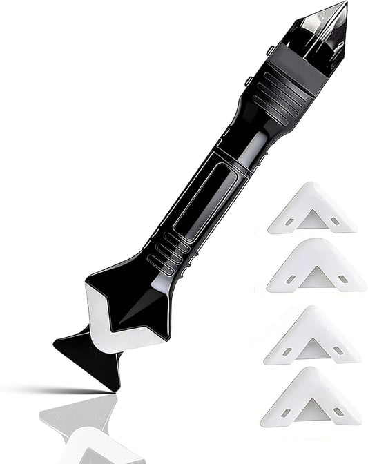 Caulk Remover Tool Set 3 in 1, Silicone Caulking Tool & Sealant Smoothing with 5 Interchangeable Pads, Non-Slip Push-Pull Design – for Bathroom, Kitchen, Tile,bathroom, Window, Sink