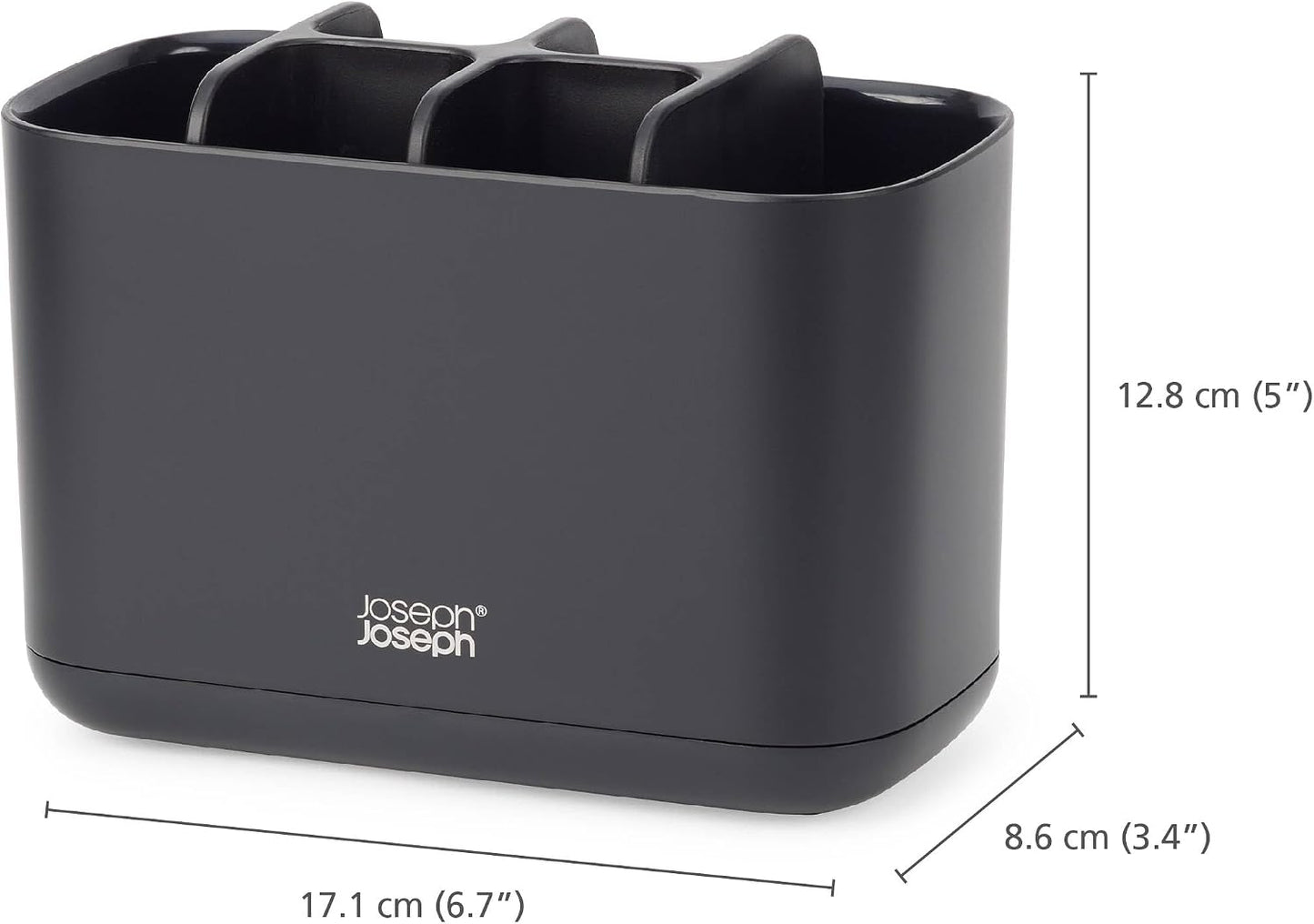 Joseph Joseph Easy-Store - Compact Toothbrush Holder Caddy Bathroom Storage , Grey/White, Regular