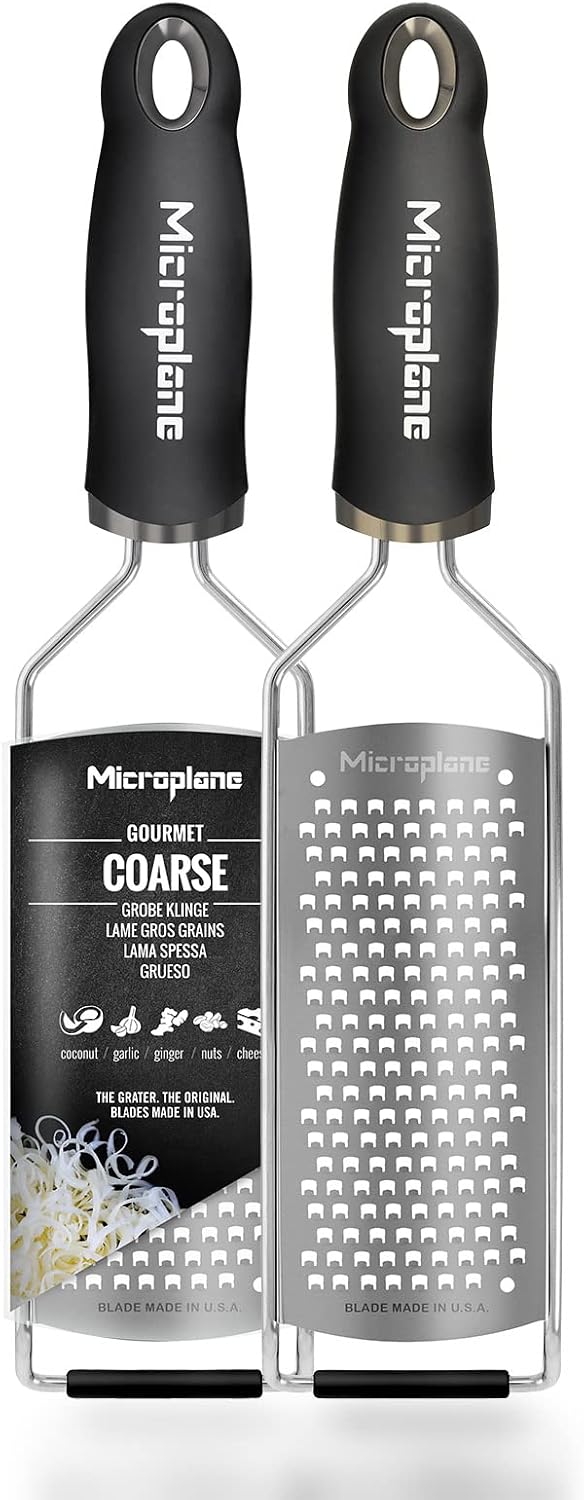 Microplane Gourmet Series Cheese Grater with Soft Touch Handle (Extra Coarse, Black)