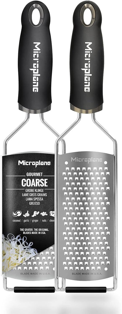 Microplane Gourmet Series Cheese Grater with Soft Touch Handle (Extra Coarse, Black)