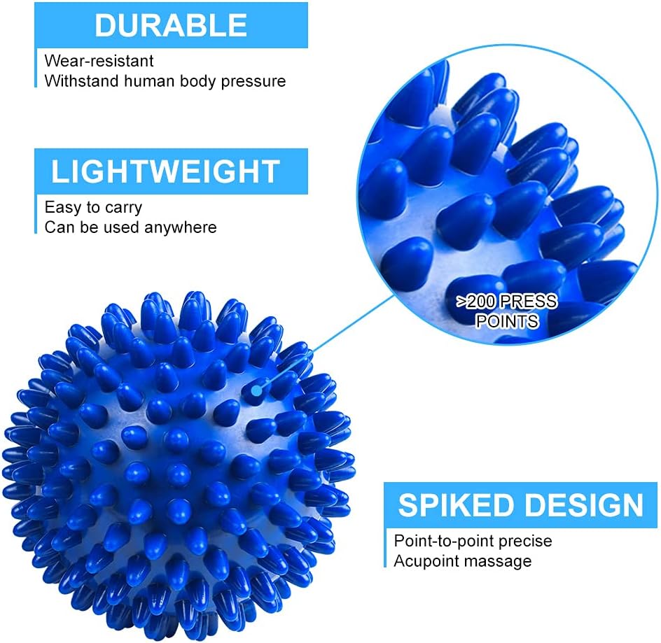 URAQT Spiky Massage Ball Set, 2 Pack Physical Therapy Massage Balls, Hard Lacrosse Ball & Spiky Massage Ball for Myofascial Release and Trigger Point Deep Tissue Massage (Purple)