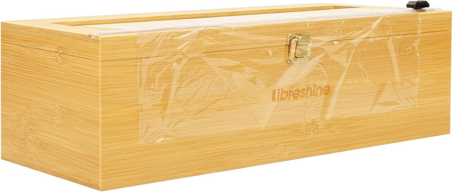 Bamboo 18 Inch Commercial Plastic Wrap Dispenser with Cutter | Bamboo paper roll cutter with low-noise roller; fits up to 3000ft food service film, 500–1000ft foil and select paper rolls