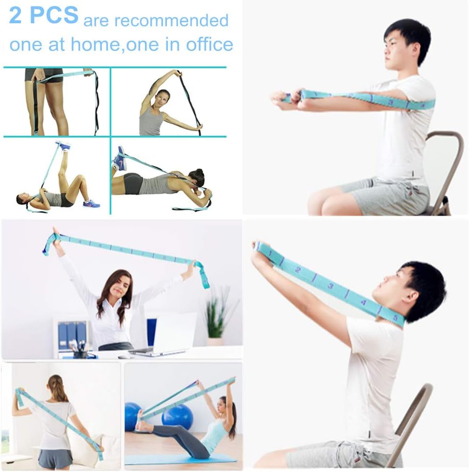 Stretching Straps Hamstring Stretcher Device Elastic Exercise Band Yoga mat Carrying Straps Leg Exercise Equipment Stretching Strap with Loops for Flexibility Stretch Strap 11 Loops