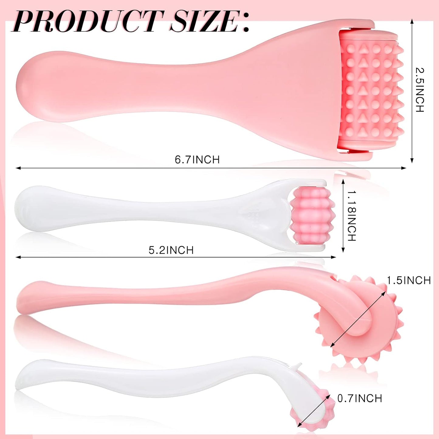Tondiamo 2 Pcs Muscle Roller Portable Small Silicone Massager Roller Deep Tissue Muscle Massage Stick Cellulite Remover Scar Tissue Massager for Relief Face Neck Arm Back Leg(White,Silicone)