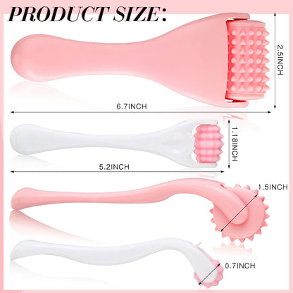 Tondiamo 2 Pcs Muscle Roller Portable Small Silicone Massager Roller Deep Tissue Muscle Massage Stick Cellulite Remover Scar Tissue Massager for Relief Face Neck Arm Back Leg(White,Silicone)