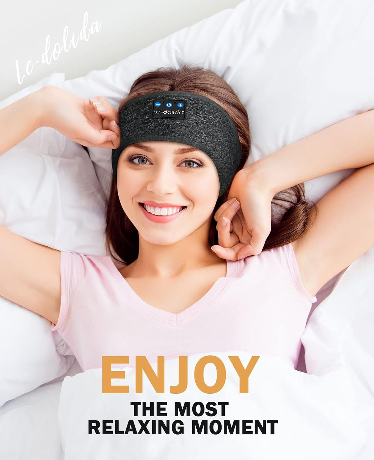 LC-dolida Sleep Headphones Headband Bluetooth 5.4, Sports Headband Earphones Wireless with Speaker Microphone USB C for Women Sleeping Gift Workout Jogging Yoga Insomnia Travel Meditation, Butterfly