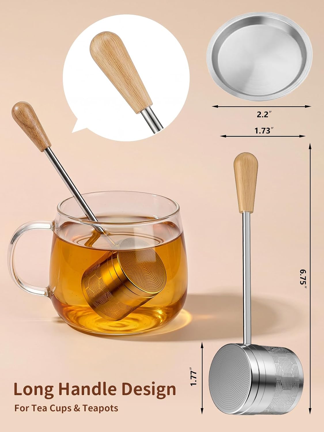 Tea Infuser for Loose Leaf Tea, Tea Scoop Infuser Fine Mesh Tea Strainers | 2-in-1 Tea Scoop & Tea Filter with Long Handle, Extra Fine Mesh Loose Leaf Tea Steeper, Tea Ball for Cup, Mug, Teapot, Kettle