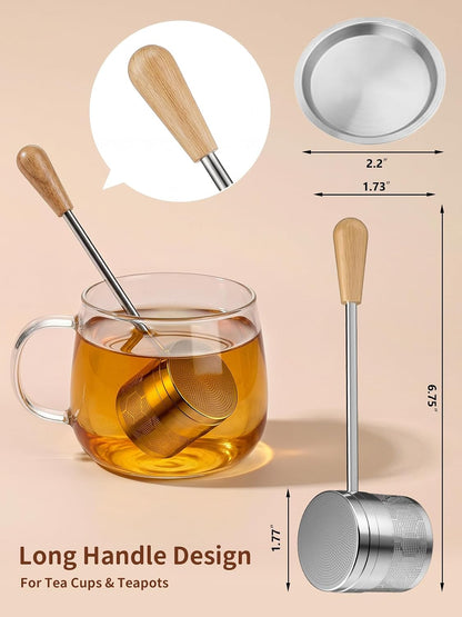 Tea Infuser for Loose Leaf Tea, Tea Scoop Infuser Fine Mesh Tea Strainers | 2-in-1 Tea Scoop & Tea Filter with Long Handle, Extra Fine Mesh Loose Leaf Tea Steeper, Tea Ball for Cup, Mug, Teapot, Kettle