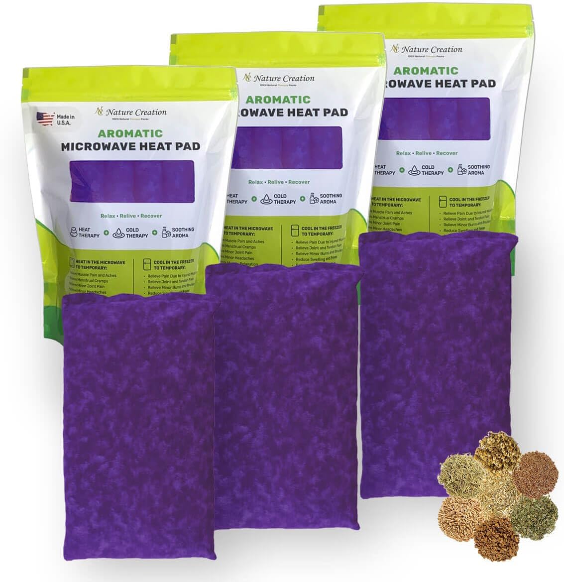 Nature Creation Microwaveable Herbal Heating Pad - Microwave Heating Pad for Neck and Shoulders, Cold & Hot Pack, Heat Pack Warming Pad, Microwavable Heating Pads - Pack of 1 (Lavender Flowers)